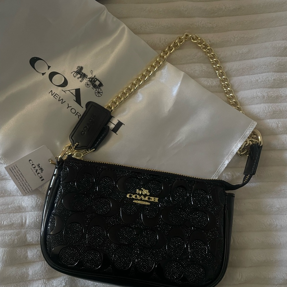 Coach Black and Gold Chain Bag